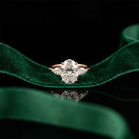 2.93 Ct Oval Moissanite Triple Stone Ring for Women