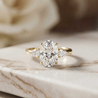 2.93 Ct Oval Moissanite Triple Stone Ring for Women