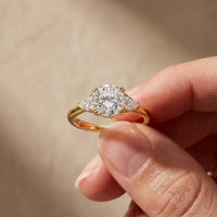 2.40 Ct Round Moissanite Classic Trio Ring for Women Gold