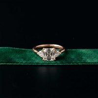 2.40 Ct Asscher Moissanite Classic Trio Ring for Women Rose Gold