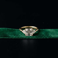 2.40 Ct Asscher Moissanite Classic Trio Ring for Women Gold