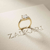 2.40 Ct Asscher Moissanite Classic Trio Ring for Women Gold