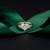 2.40 Ct Heart & Trillion Moissanite Promise Trilogy Ring for Women Gold