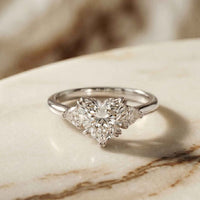 2.40 Ct Heart & Trillion Moissanite Promise Trilogy Ring for Women White
