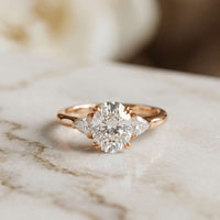 2.40 Ct Oval Moissanite Trilogy Ring for girls Rose Gold