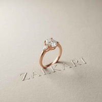 2.40 Ct Oval Moissanite Trilogy Ring for girls Rose Gold