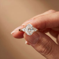 2.40 Ct Oval Moissanite Trilogy Ring for girls Rose Gold