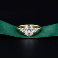 2.40 Ct Oval Moissanite Trilogy Ring for girls Gold