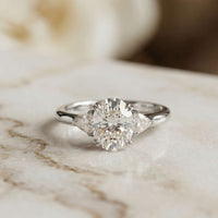 2.40 Ct Oval Moissanite Trilogy Ring for girls White