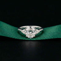 2.40 Ct Oval Moissanite Trilogy Ring for girls White