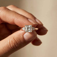 2.40 Ct Princess Cut Moissanite Trio Solitaire Ring Rose Gold