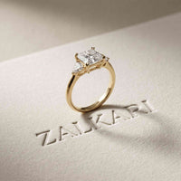 2.40 Ct Princess Cut Moissanite Trio Solitaire Ring Gold