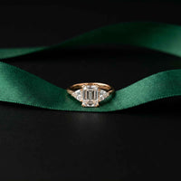 2.3 Ct Emerald Cut Moissanite Elegance Trio Ring