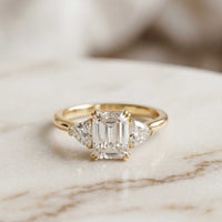 2.3 Ct Emerald Cut Moissanite Elegance Trio Ring