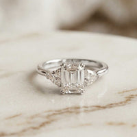 2.3 Ct Emerald Cut Moissanite Elegance Trio Ring