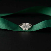 2.3 Ct Emerald Cut Moissanite Elegance Trio Ring