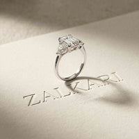 2.3 Ct Emerald Cut Moissanite Elegance Trio Ring