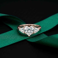 2.3 Ct Heart Cut Moissanite Trilogy Ring for Women