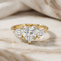 2.3 Ct Heart Cut Moissanite Trilogy Ring for Women