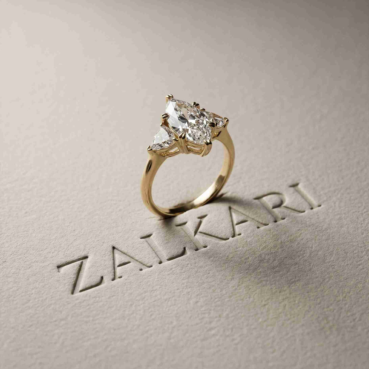 2.3 Ct Marquise Cut Moissanite Trilogy Solitaire Ring for Women Gold