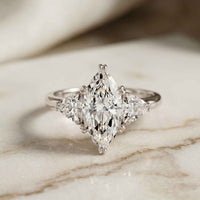 2.3 Ct Marquise Cut Moissanite Trilogy Solitaire Ring for Women