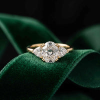 2.3 Ct Oval Cut Moissanite Classic Trio Ring for Women