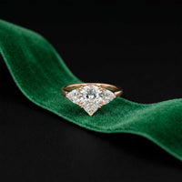 2.3 Ct Pear Cut Moissanite Solitaire Three Stone Ring