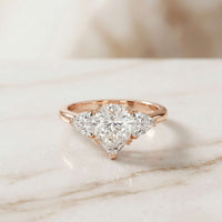 2.3 Ct Pear Cut Moissanite Solitaire Three Stone Ring