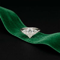 2.3 Ct Pear Cut Moissanite Solitaire Three Stone Ring