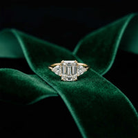 2.3 Ct Radiant & Trillion Moissanite Three Stone Elegance Ring