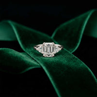 2.3 Ct Radiant & Trillion Moissanite Three Stone Elegance Ring