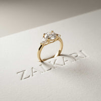 2.3 Ct Round & Trillion Moissanite Three Stone Elegance Ring