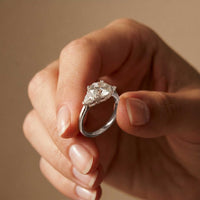 2.3 Ct Round & Trillion Moissanite Three Stone Elegance Ring
