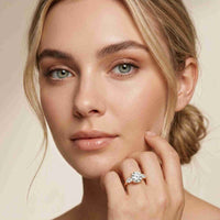 2.25 Ct Round & Pear Moissanite Accent Stone Ring
