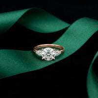 2.25 Ct Round & Pear Moissanite Accent Stone Ring
