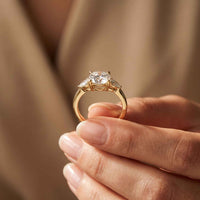 2.25 Ct Round & Pear Moissanite Accent Stone Ring