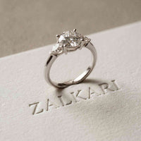 2.25 Ct Round & Pear Moissanite Accent Stone Ring