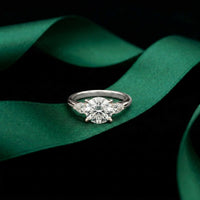 2.25 Ct Round & Pear Moissanite Accent Stone Ring