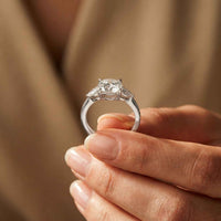 2.25 Ct Round & Pear Moissanite Accent Stone Ring