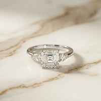 2.25 Ct Asscher & Pear Moissanite Trio Ring