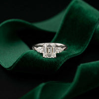2.25 Ct Asscher & Pear Moissanite Trio Ring