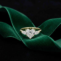 2.25 Ct Heart & Pear Moissanite Promise Trilogy Ring
