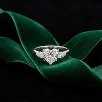 2.25 Ct Heart & Pear Moissanite Promise Trilogy Ring