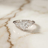 2.25 Ct Heart & Pear Moissanite Promise Trilogy Ring