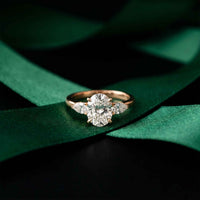 2.25 Ct Oval & Pear Moissanite Accent Stone Ring