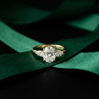 2.25 Ct Oval & Pear Moissanite Accent Stone Ring