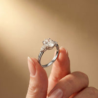 2.25 Ct Oval & Pear Moissanite Accent Stone Ring