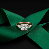 2.25 Ct Princess & Pear Moissanite Side Stone Ring
