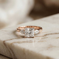 2.25 Ct Princess & Pear Moissanite Side Stone Ring
