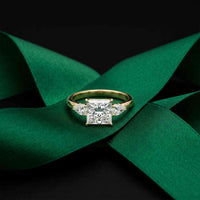 2.25 Ct Princess & Pear Moissanite Side Stone Ring